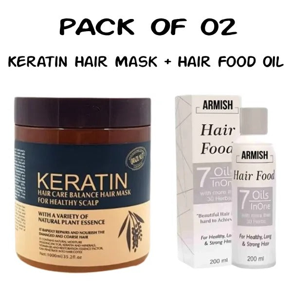 Pack Of 2 | Keratin Hair Mask And Hair Food Oil